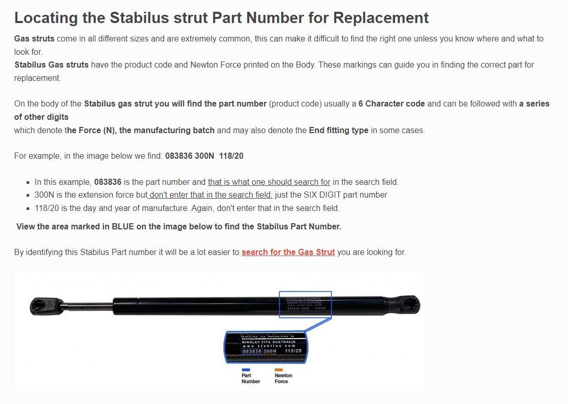 RA RC Rodeo Colorado Isuzu D-Max Ute Lid Gas Struts fits Fibreglass Hard Tonneau Cover same as 903876 250n