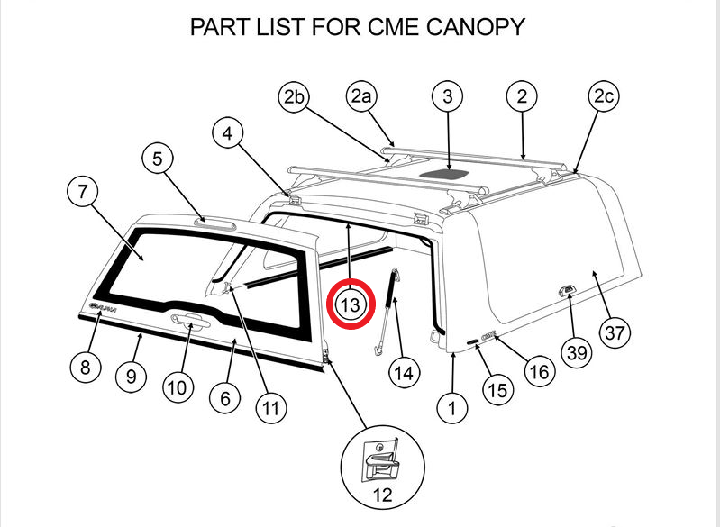 Alpha GSE GSX CME CMX Canopy Pinchweld Rubber Seal for Rear Glass Window Seal
