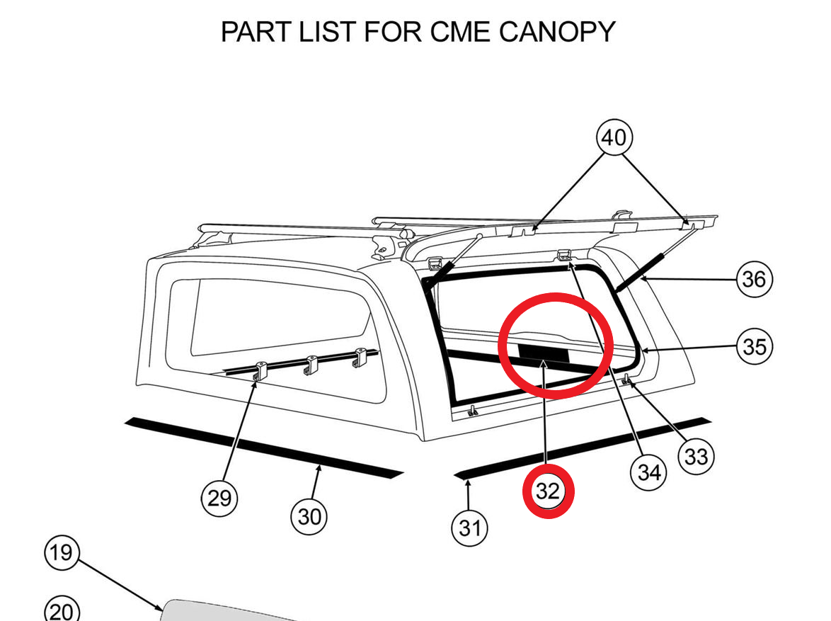ALPHA CME Canopy Rear Window Interior Handle Lock Cover