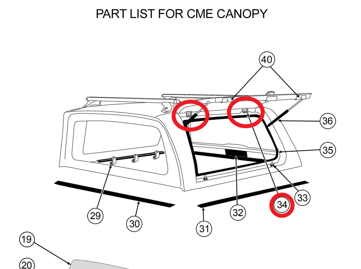 ALPHA CME Canopy Side or Rear Window Lift up Hinges Door HardTop Truck