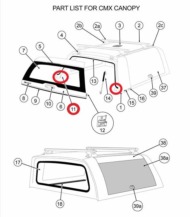 ALPHA CMX Canopy Rear Window Wing Lock Hook Plate Striker Locking Catche HardTop