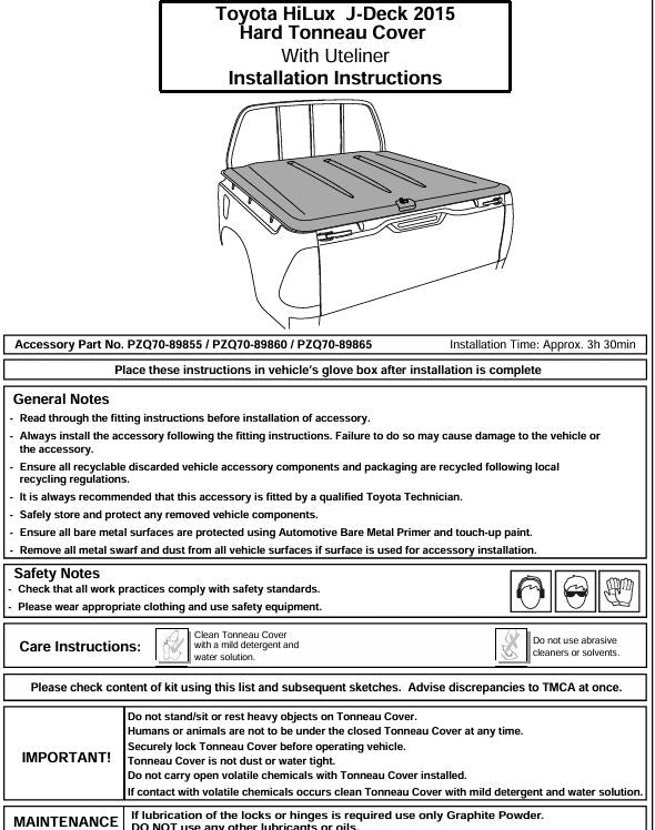 Toyota Hilux 2016+ J-Deck 1P EGR Plastic Ute Lid Hard Tonneau Covers M10-M10 Ball Heads 585mm x 200n