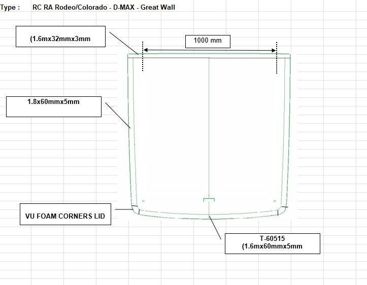 RA RC Rodeo Colorado 1P Ute Lid Foam Tape Replacement Sealing Kit For Fibreglass Lids with Carpet Underneath FK-4