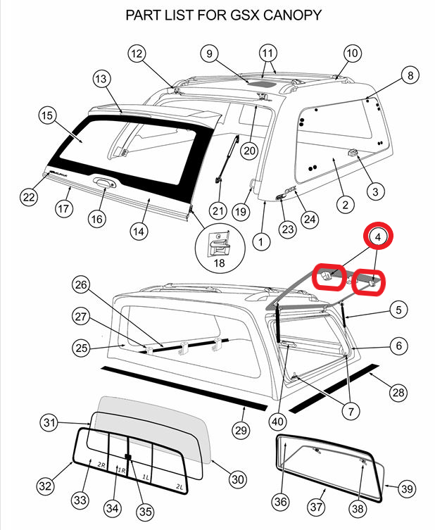 ALPHA GSX Canopy Side Lift Up Window Door Wing Locks + Locking Rods HardTop