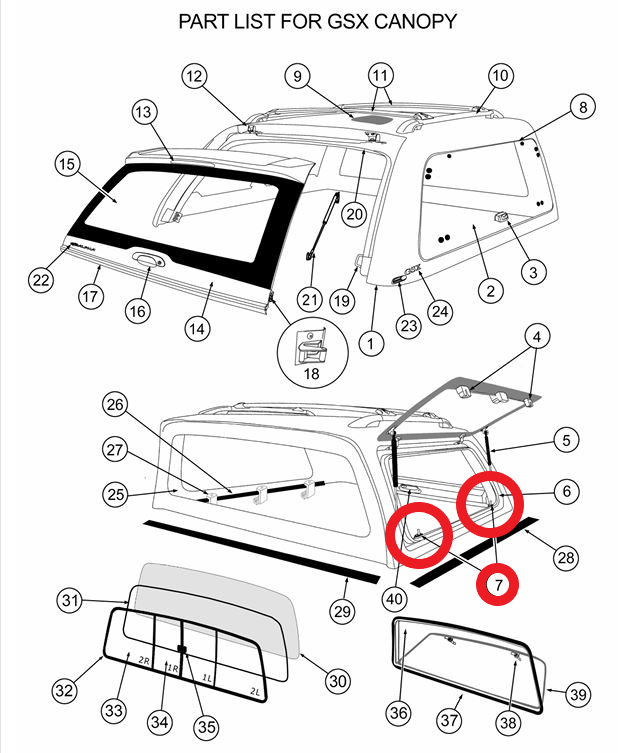 ALPHA GSX Canopy Side Lift Up Door Locking Pins Canopies HardTop Truck LK-SD-GSX