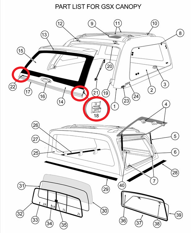 ALPHA CMX Canopy Rear Window Wing Lock Latch Back Door Locking Hardtop