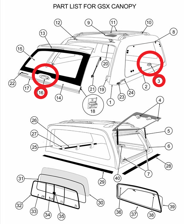 ALPHA GSX Canopy Central Locking Rear Handle + 2 Side Lift Up Door Window Locks HardTop