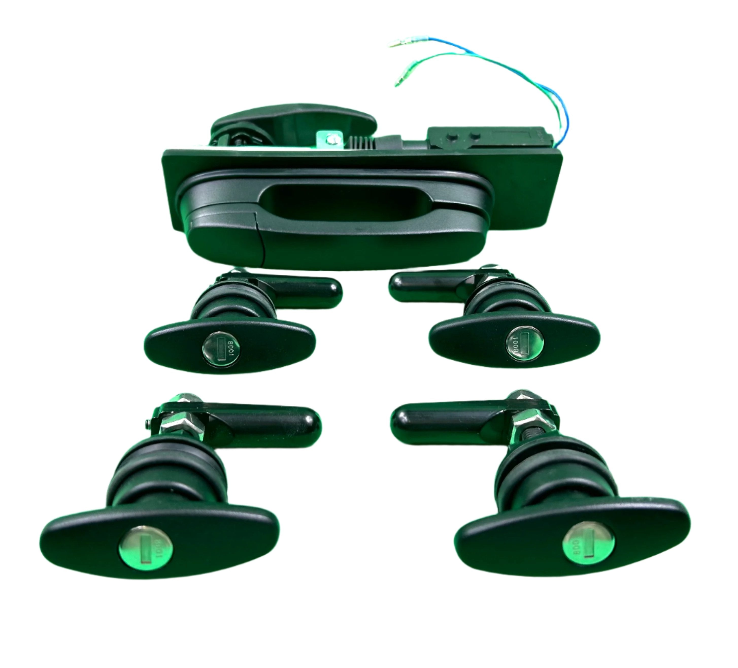 Central Locking Canopy Rear Window T Handle & 4 Side Window Locks 30-32mm Hole Size All Same key