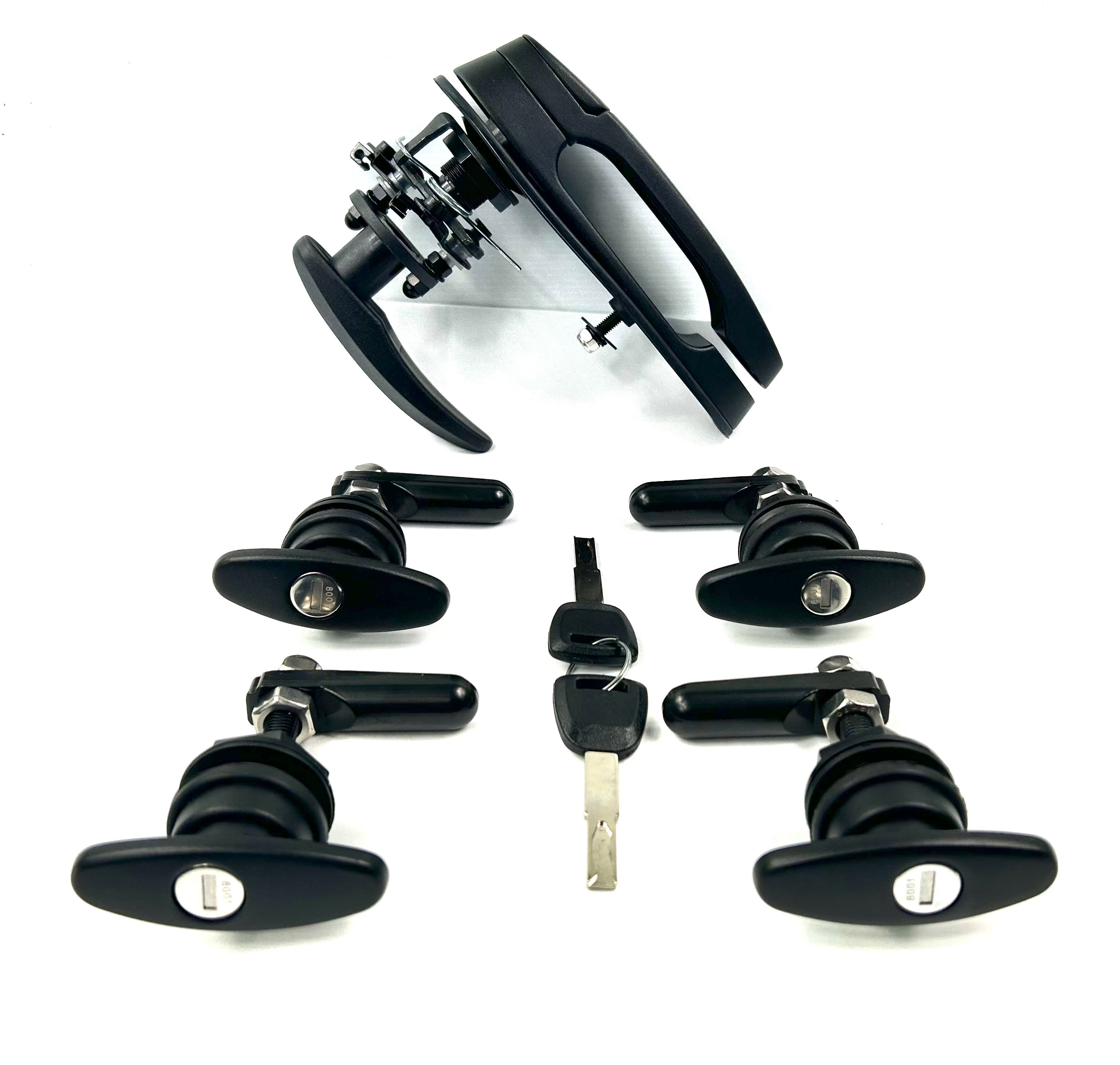 Canopy Rear Window T Handle & 4 Side Window Locks 30-32mm Hole Size All Same key