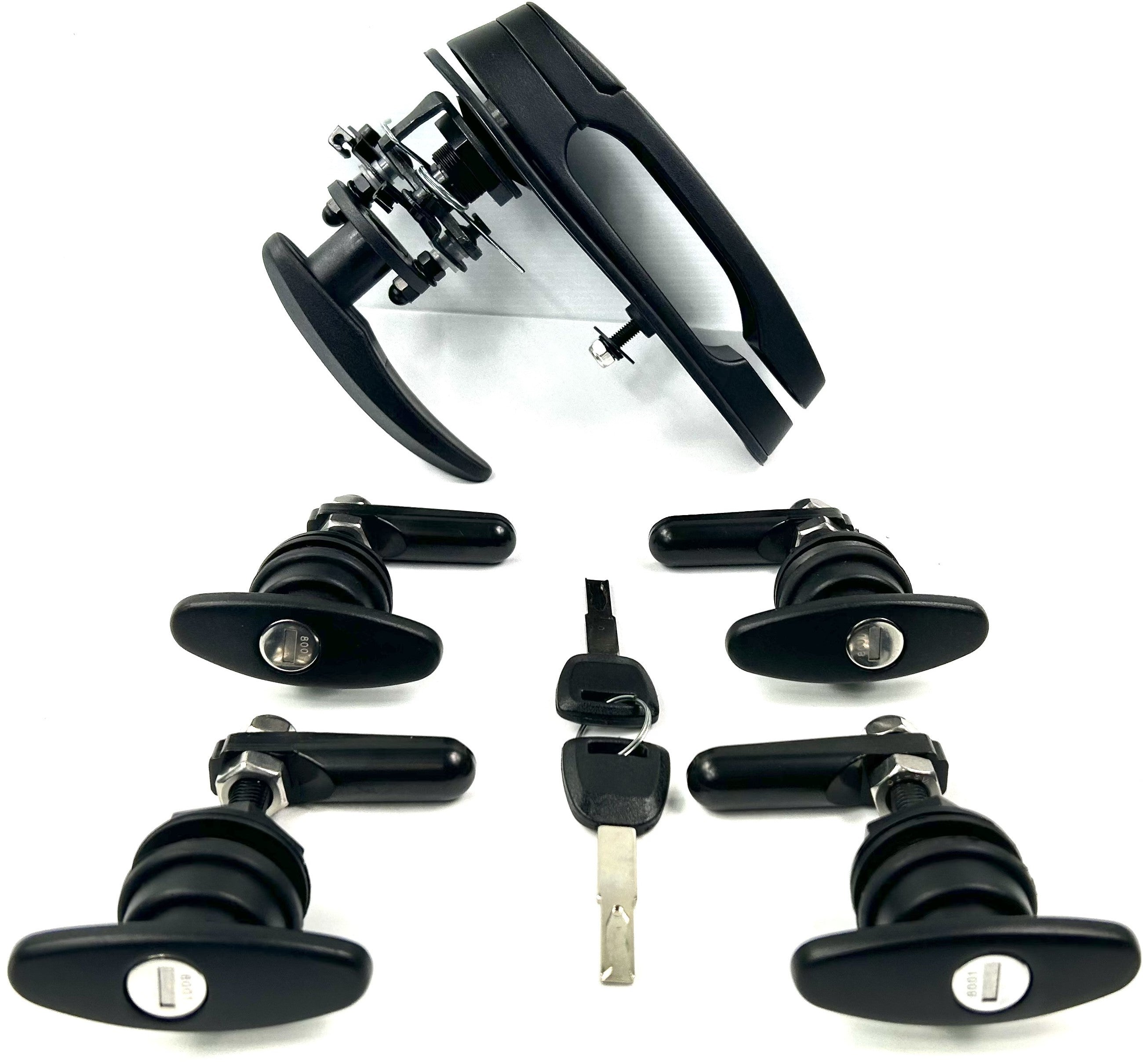 Canopy Rear Window T Handle & 4 Side Window Locks 30-32mm Hole Size All Same key