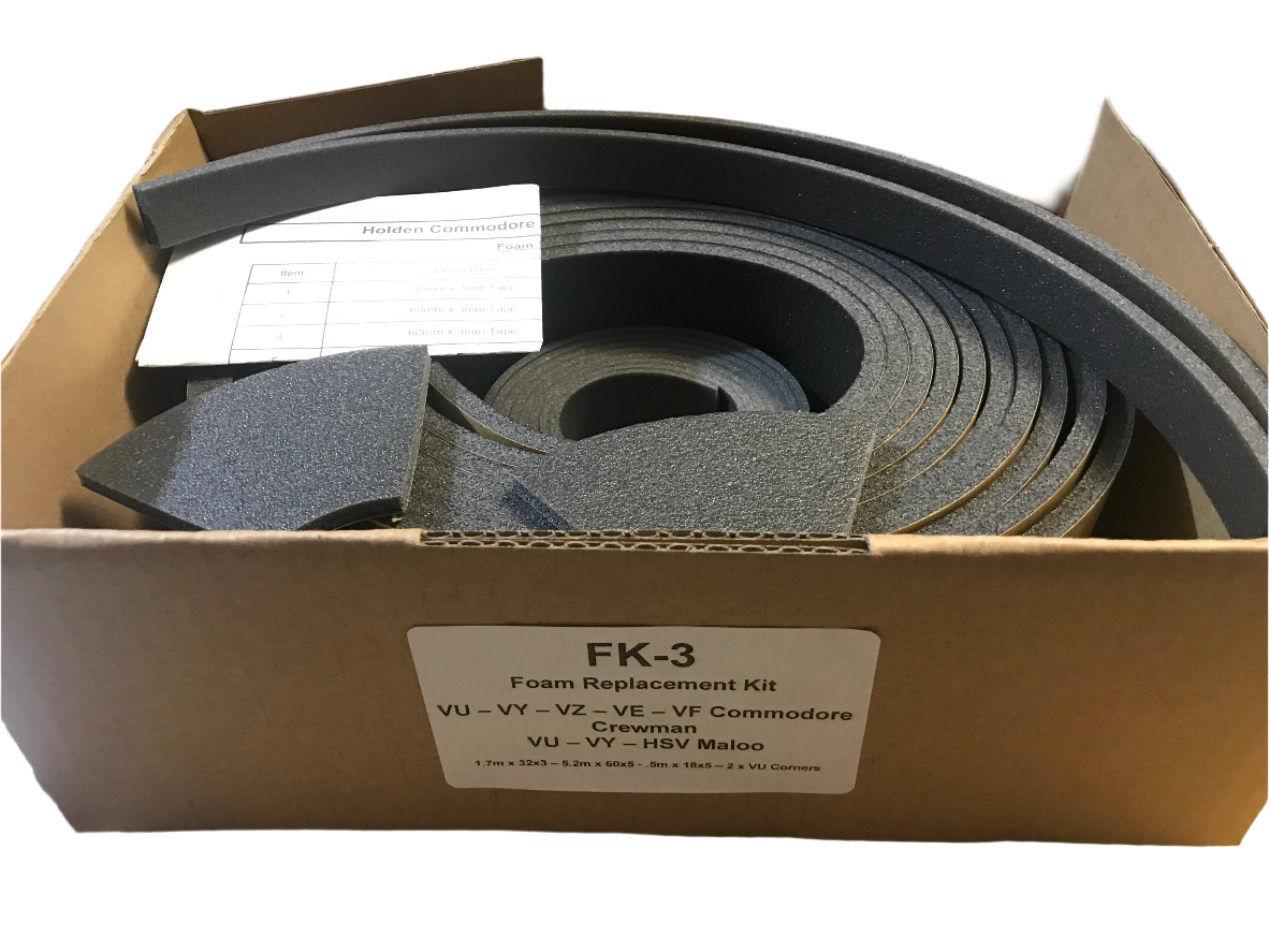VU VY VZ Commodore Ute Lid Foam Tape Replacement Sealing Kit For Fibreglass Lids with Carpet Underneath