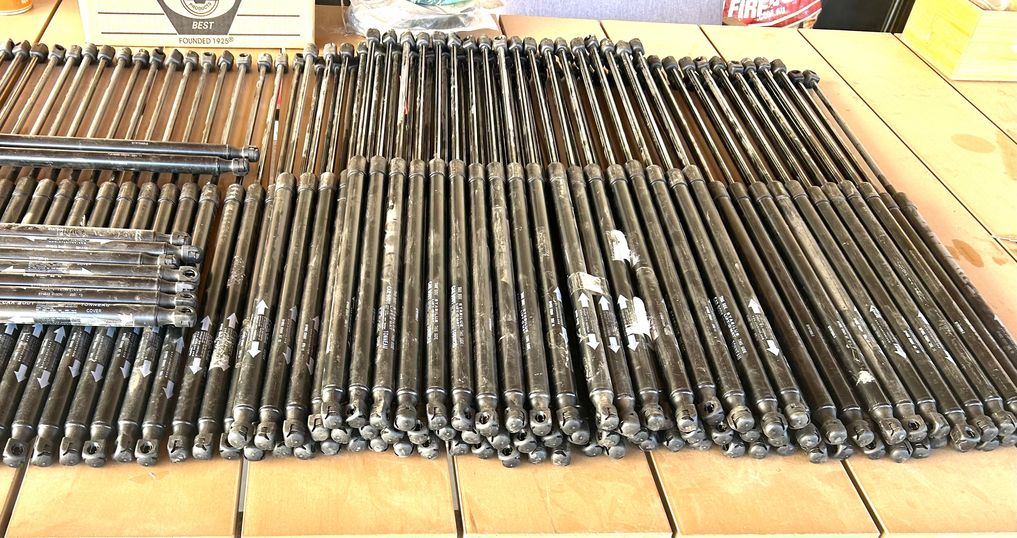 Stabilus Gas Strut FG Ford Falcon EGR Plastic Ute Lid Cover 974882 - STRT0003-2 M10-M8 Ball Heads