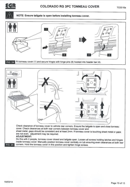 RG Colorado Female Hinge Pins 035006 for EGR Genuine Black Allumiun Front Bar Ute Lid
