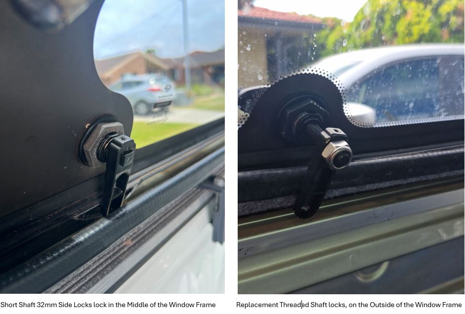 Flexiglass EDGE Canopy Replacement Central Locking Rear Window T Handle & 4 Side Window Locks 28-32mm Hole Size All Same key