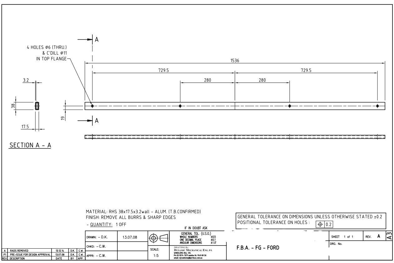FG Ford Falcon Ute Lid Hinge Slots FEMALE for Carpeted Fibreglass Lids SET-B Hinges & Seal