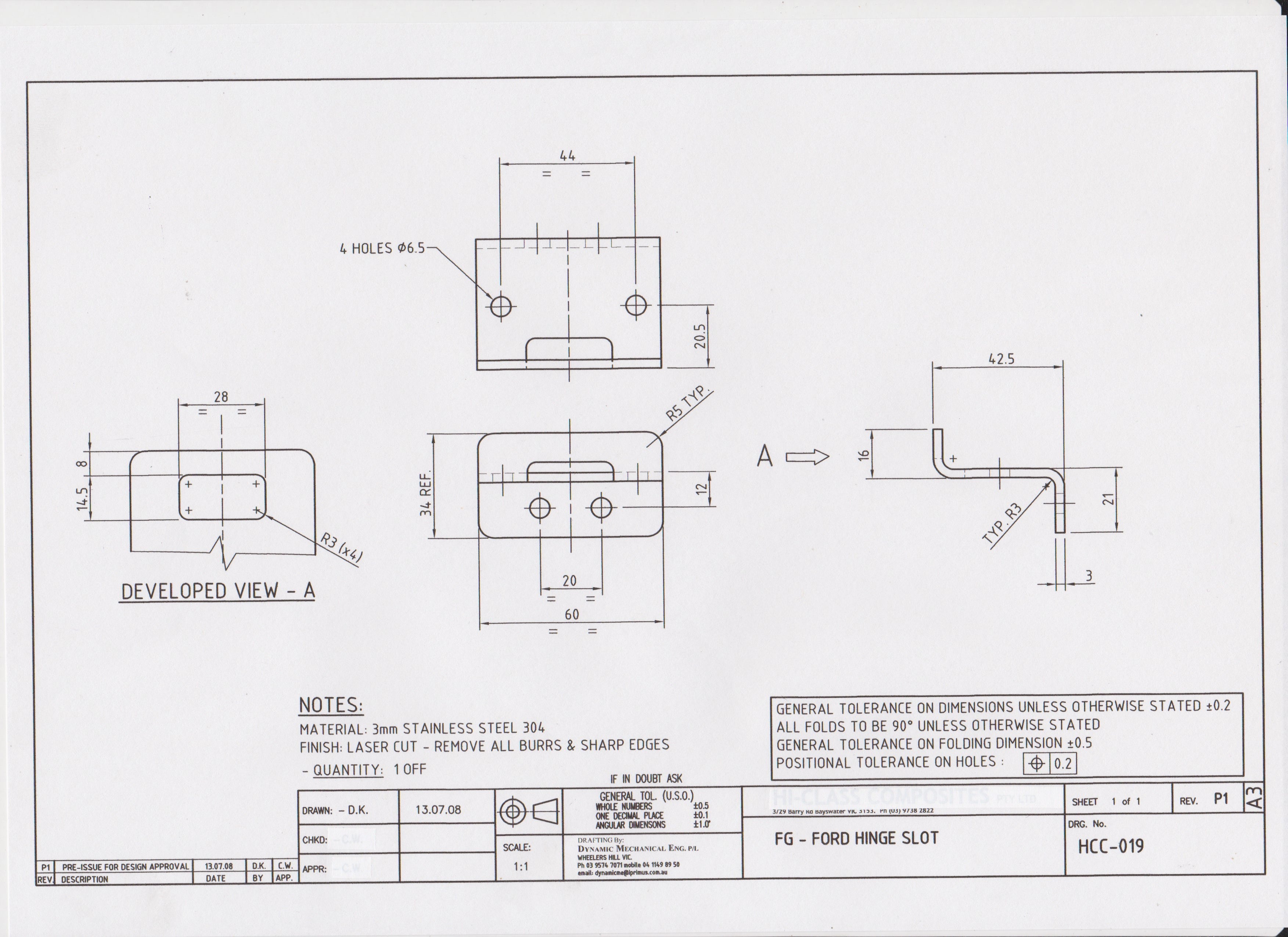 FG Ford Falcon Ute Lid Hinge Slots FEMALE for Carpeted Fibreglass Lids SET-B Hinges & Seal