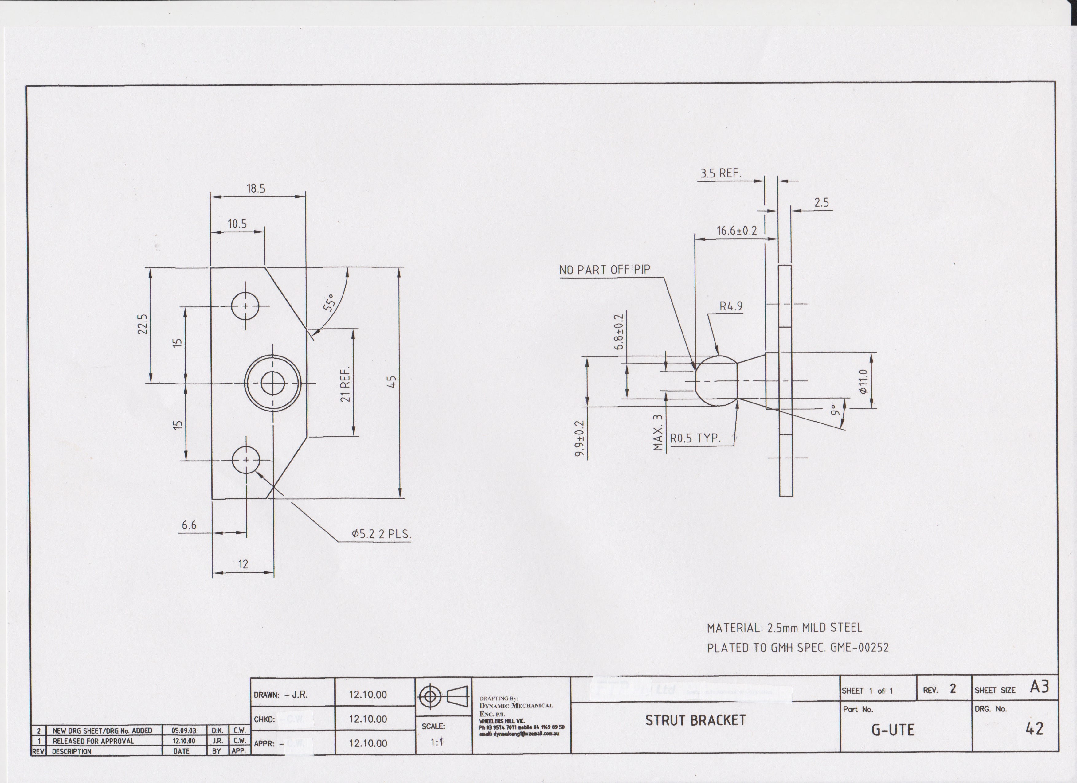 Gas Strut Bracket Ute 2 Hole for Ute Lid Hard Top Fibreglass with Carpet Underneath Tonneau Cover