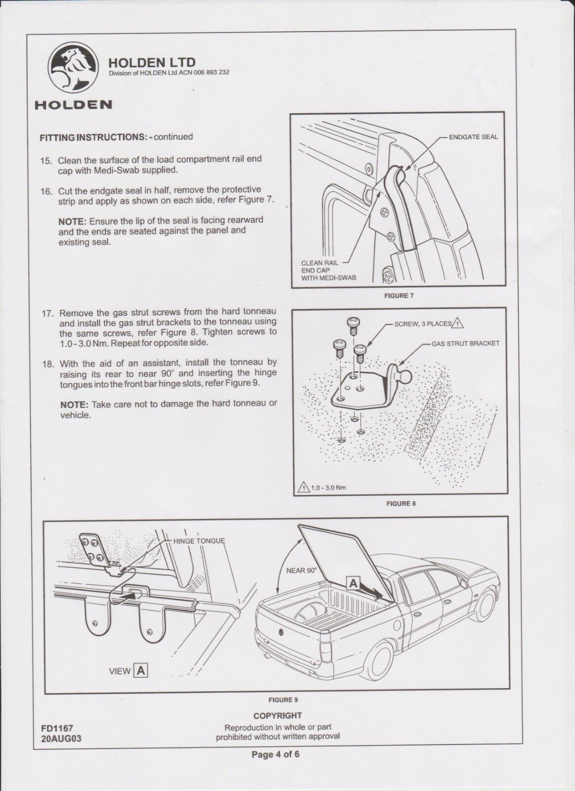 Gas Strut Bracket LID 3 Hole for Ute Lid Hard Top Fibreglass Tonneau Cover