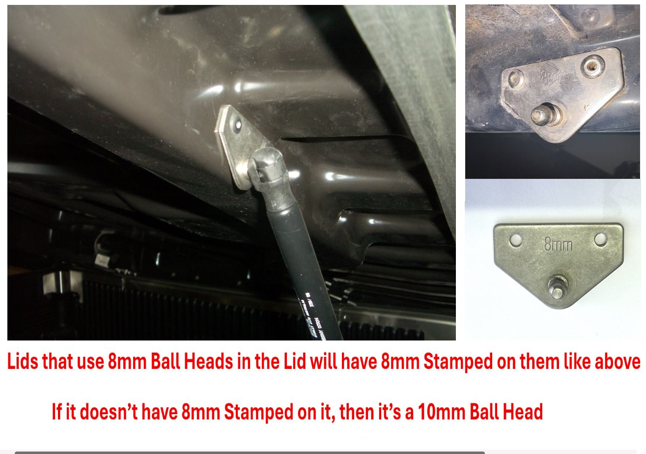 FG Ford Falcon Ute Lid Gas Struts fit EGR Plastic Hard Tonneau Cover 700mm x250n x M10-M10 Ball Heads