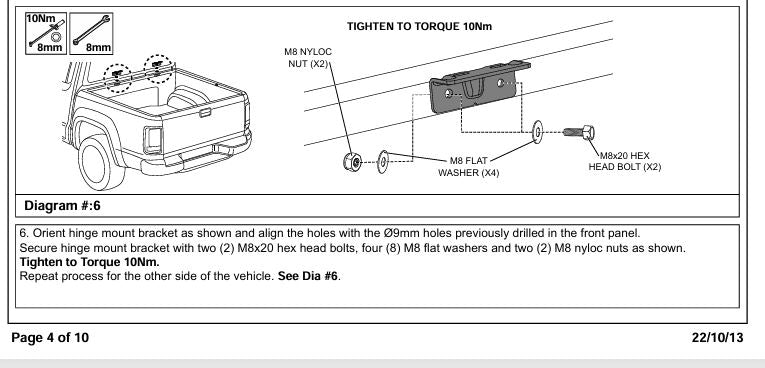 Nissan D40 Navara 50mm Female Hinge & Pins Kit-3 for EGR Ute Lid with Shiny Black Plastic Underneath