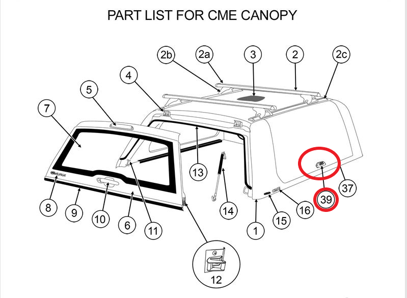 ALPHA CME Canopy Side Lift Up Side Door Window lock Handle Locks