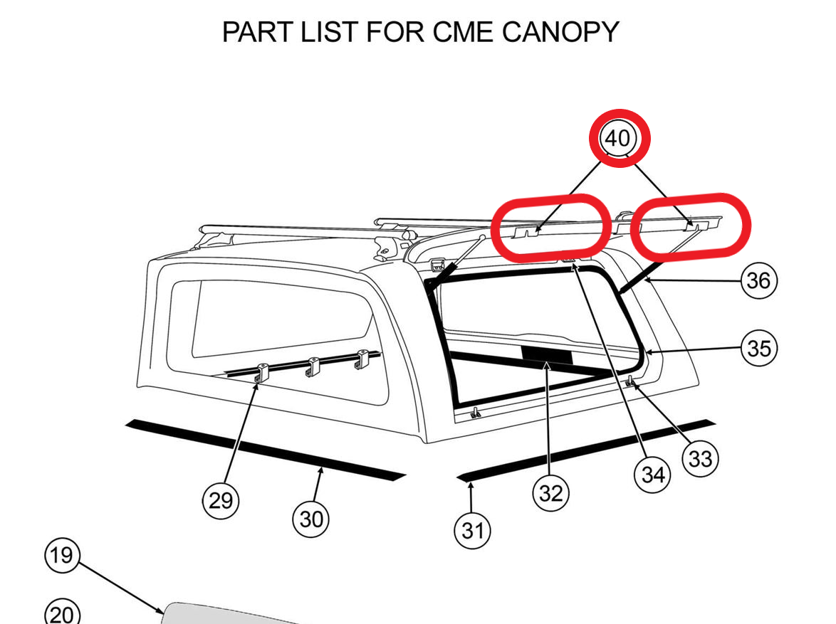 ALPHA CME Canopy Side Door Wing Lock Hook Plate Catches + Rod Arms HardTop Truck