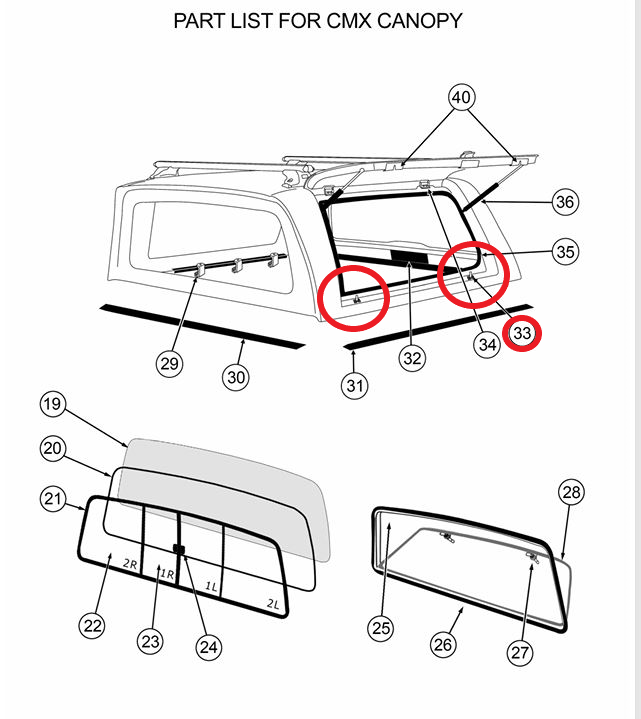 ALPHA CME & CMX Canopy Side Lift Up Door Locking Pins Canopies HardTop Truck LK-SD-CML-1