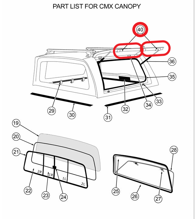 ALPHA CMX Canopy Side Door Wing Lock Hook Plate Catches + Rod Arms HardTop Truck