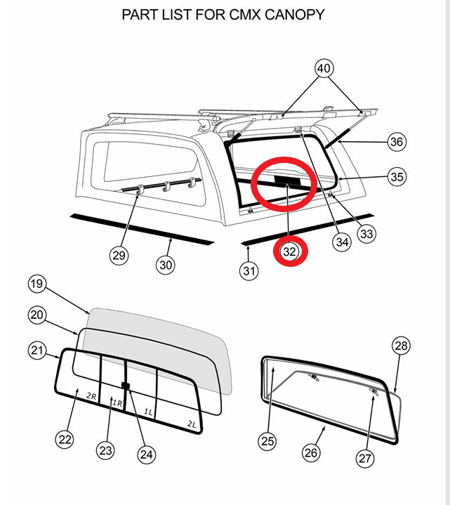 ALPHA GSX + CMX Canopy Rear Window Internal Plastic Door Handle Cover HardTop