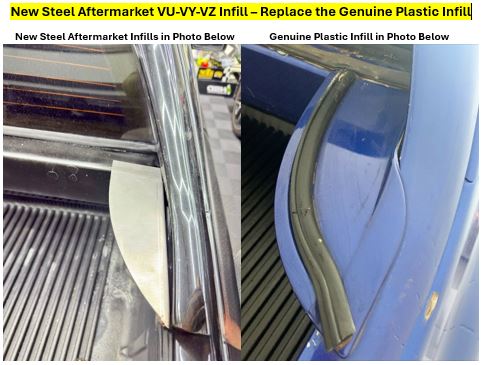 VU VY VZ EGR Plastic Lids Commodore Ute Lid Front Metal Corner Infills Aftermarket RAW