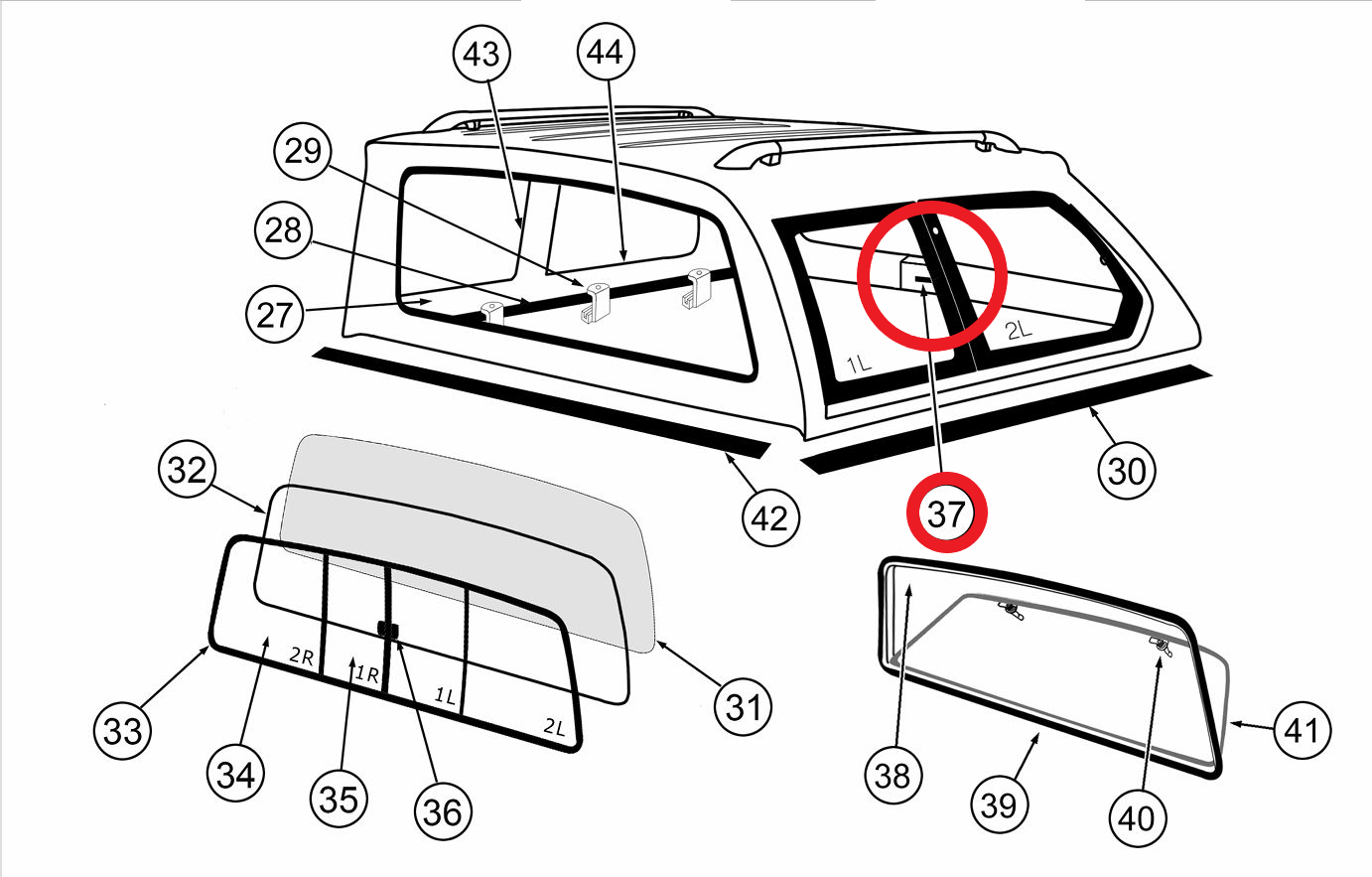 ALPHA GSE Canopy Rear Window Interior Handle Lock Cover