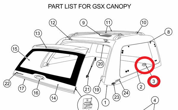 ALPHA GSX Canopy 2 x Side Lift Up Side Door Window lock Handle Locks