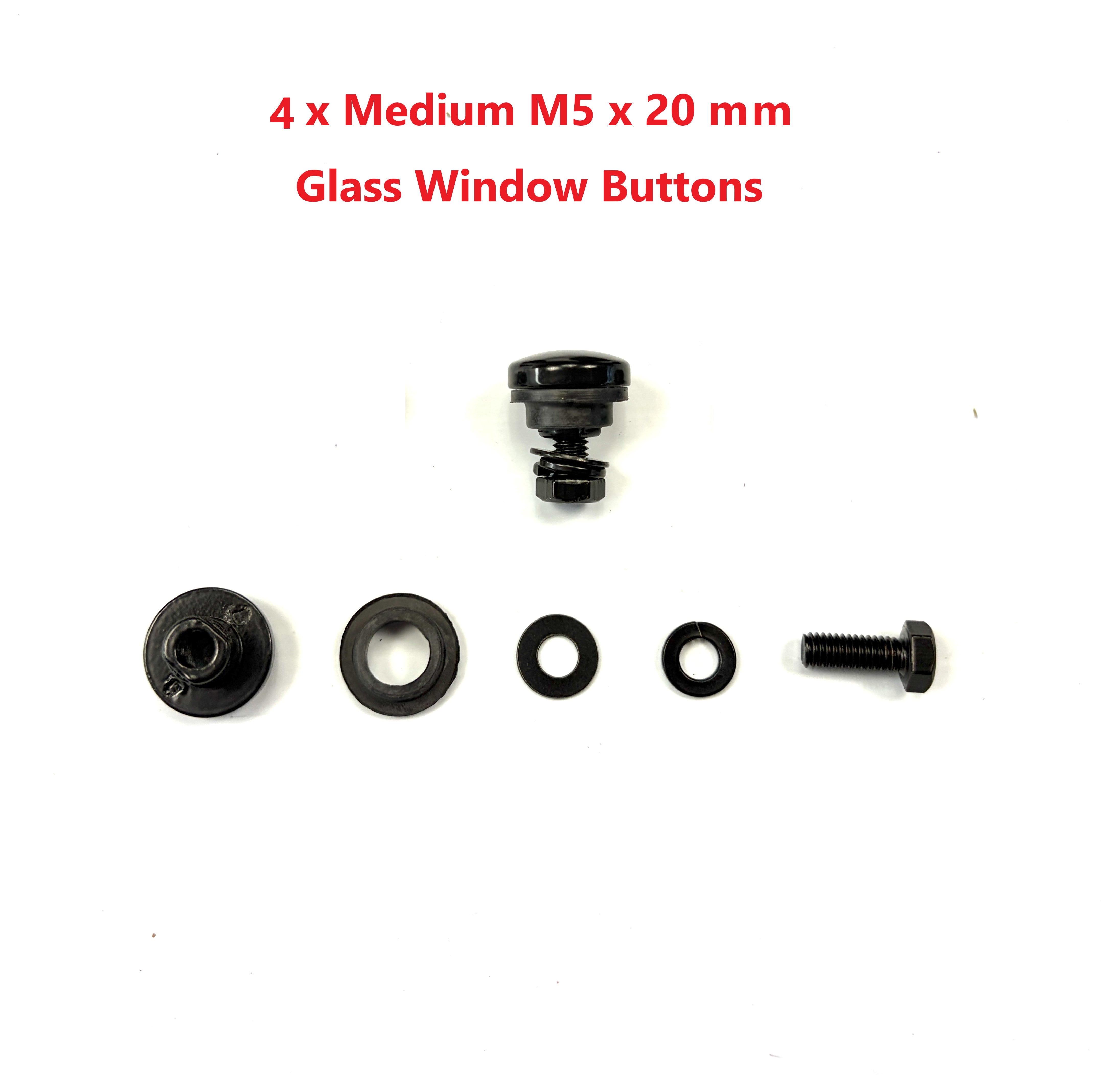 Canopy Buttons 4 x Medium M5 x 20mm Round Head Mounting Canopy Window Black Bolts