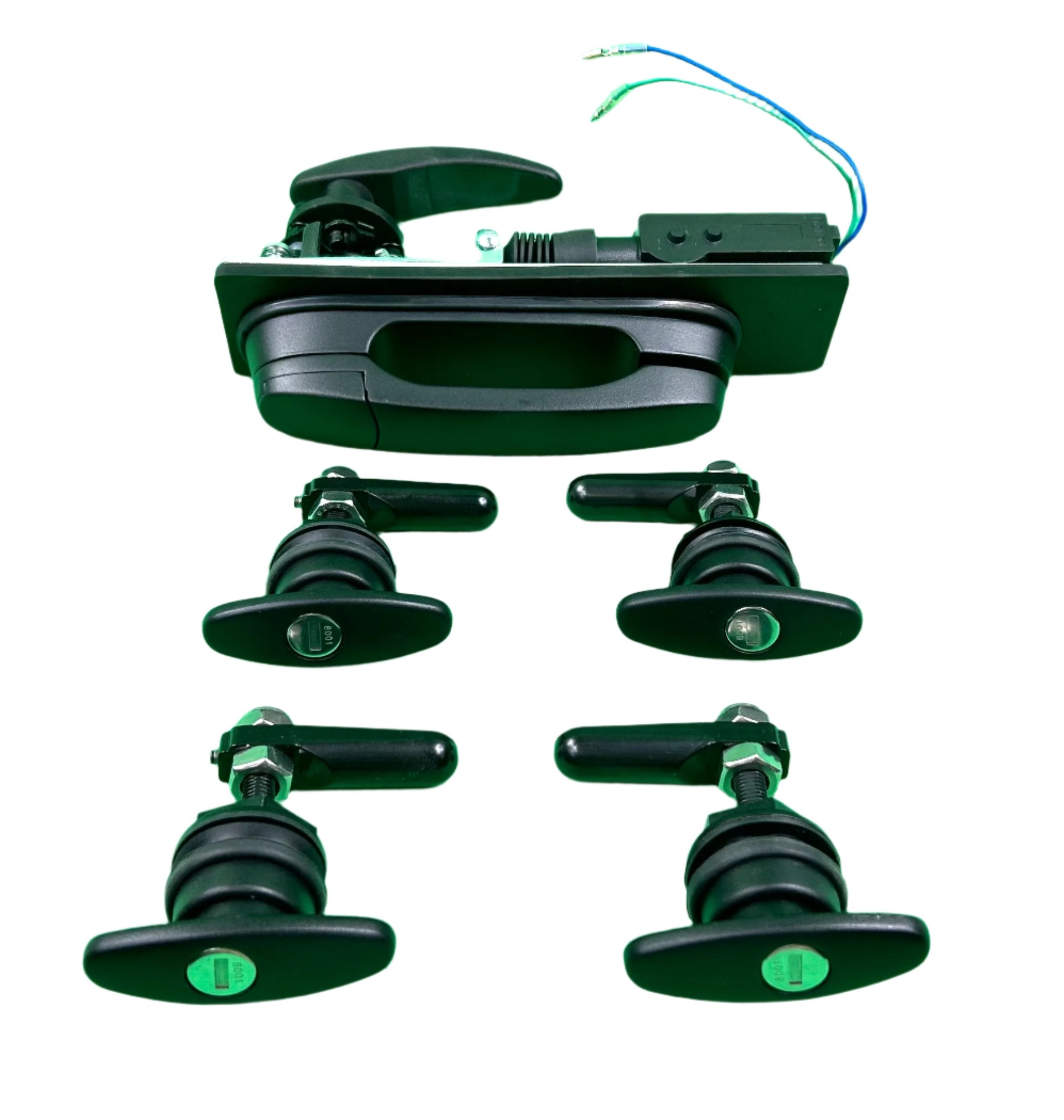 EGR Canopy Replacement Central Locking Rear Window T Handle & 4 Side Window Locks 28-32mm Hole Size All Same key