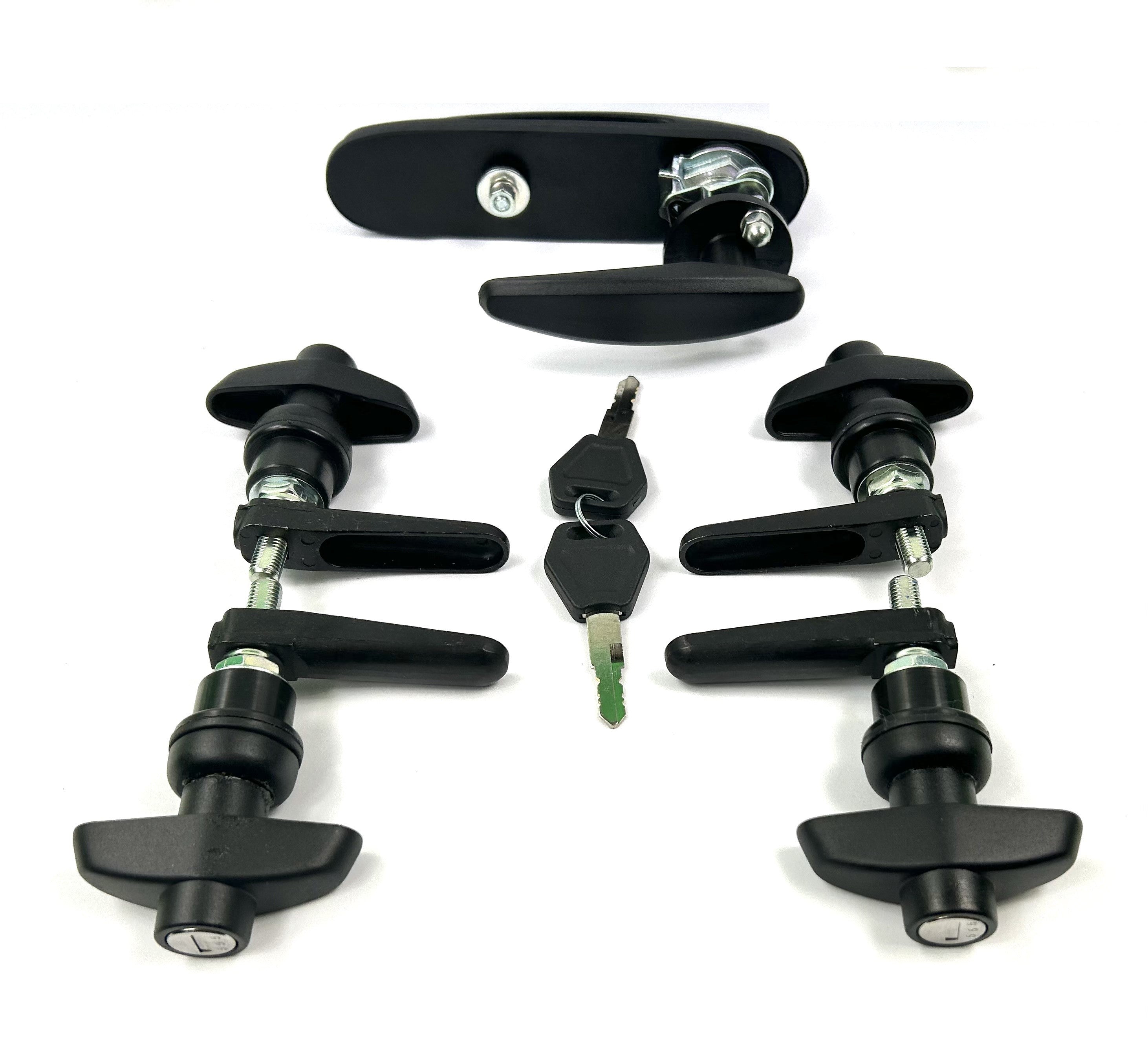 Aeroklas Canopy Rear Window T Handle & 4 Side Window Long Shaft Locks 22mm Hole Size All Same key