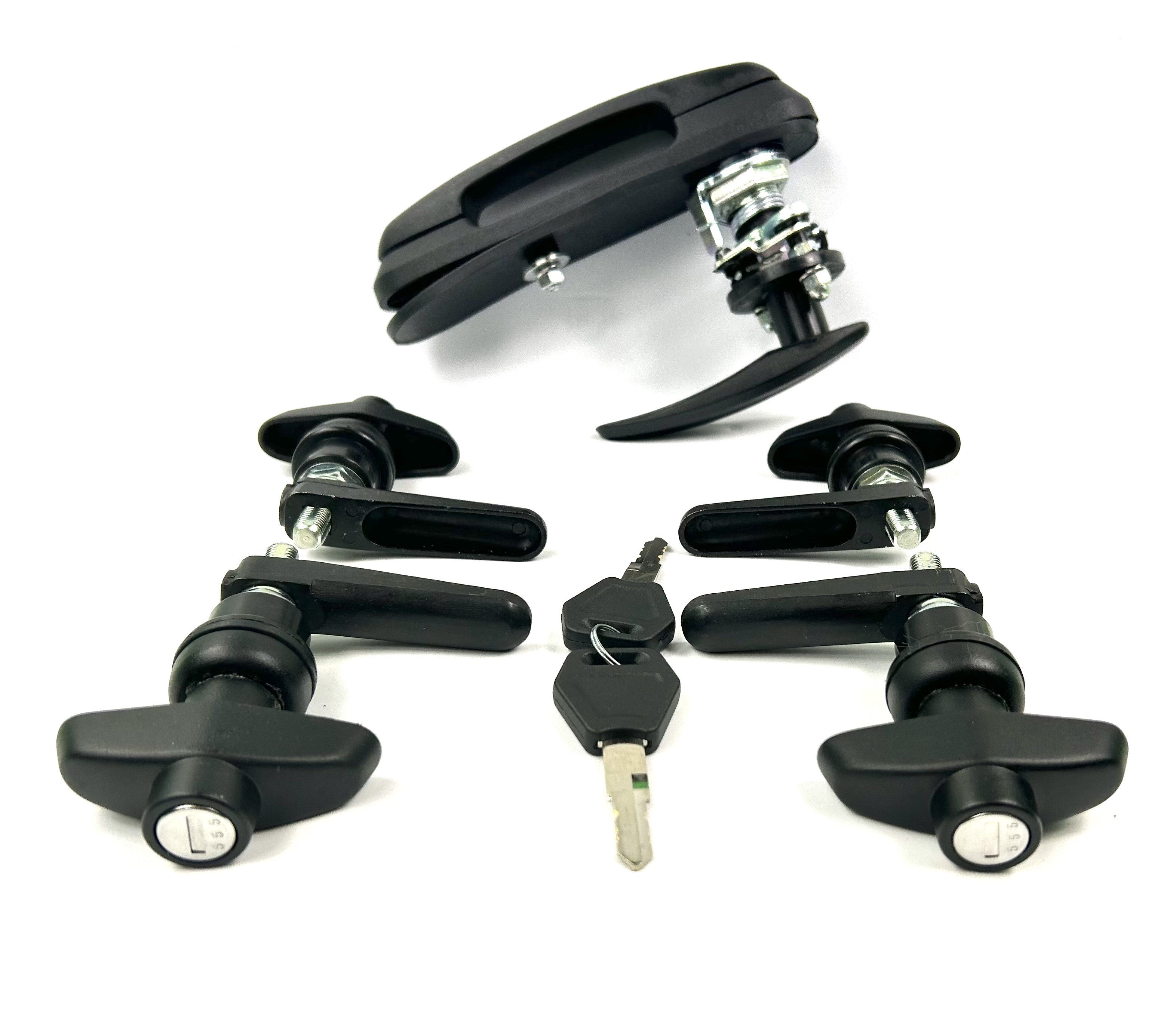 Flexiglass FlexiCombo FlexiTrade Canopy Rear Window T Handle & 4 Side Window Long Shaft Locks 22mm Hole Size All Same key