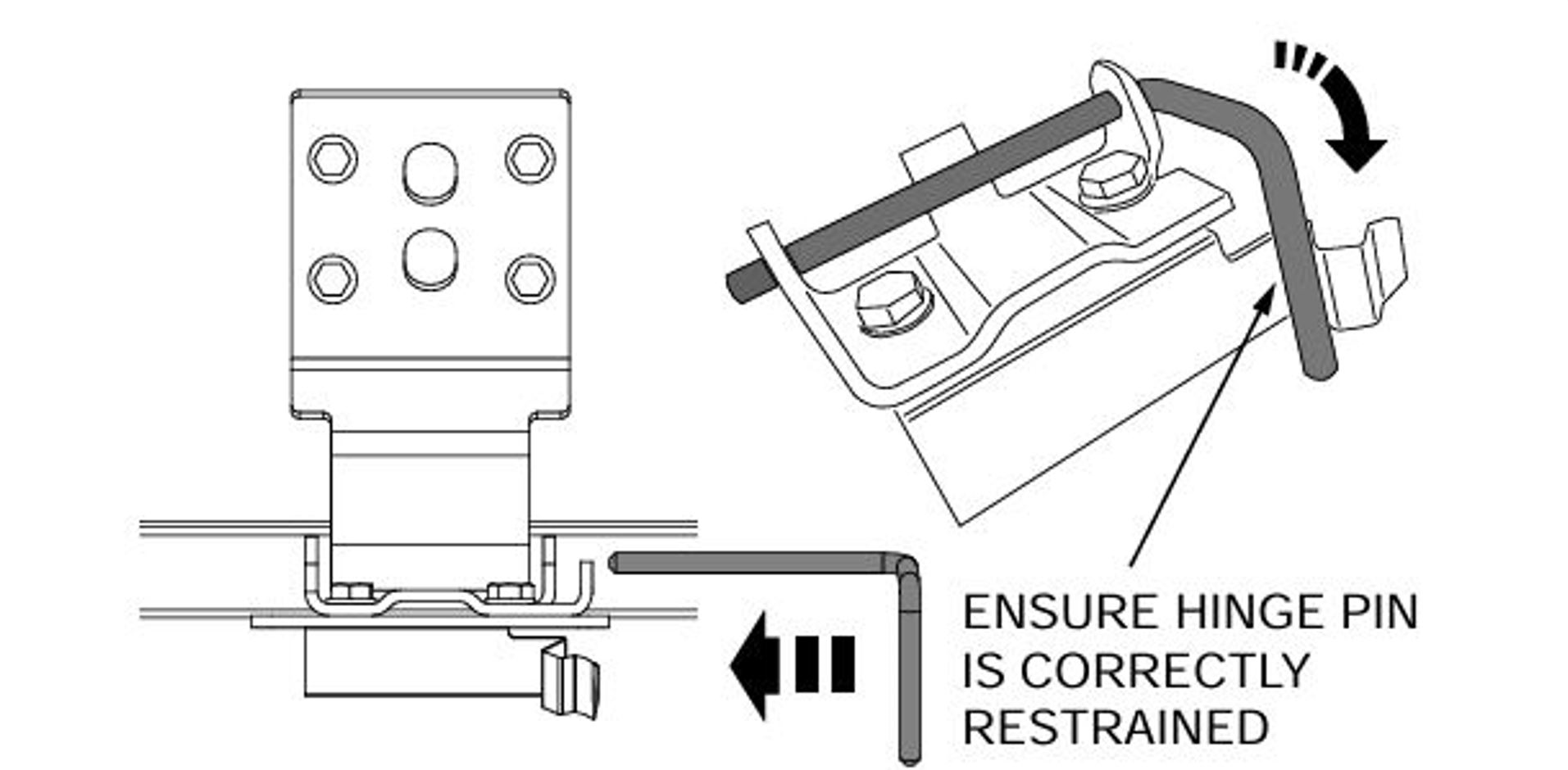 Nissan NP300 & D23 Navara 50mm Female Hinge & Pins Kit-3 for EGR Ute Lid with Shiny Black Plastic Underneath