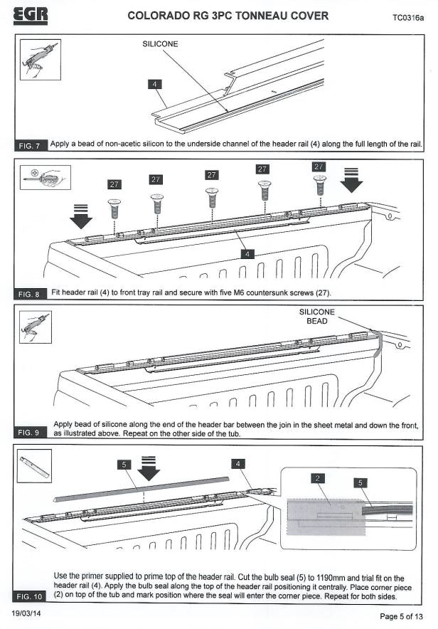 RG Colorado Female Hinge Pins 035006 for EGR Genuine Black Allumiun Front Bar Ute Lid