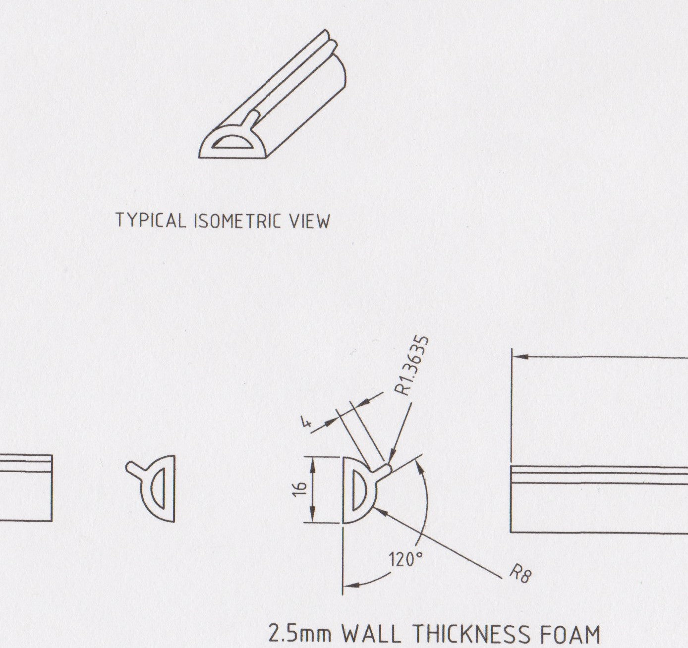 Cleanseal SMALL Front Foam Rubber Ute Lid Seal Between Hinges for Sealing Front Fibreglass Lids with Carpet Underneath