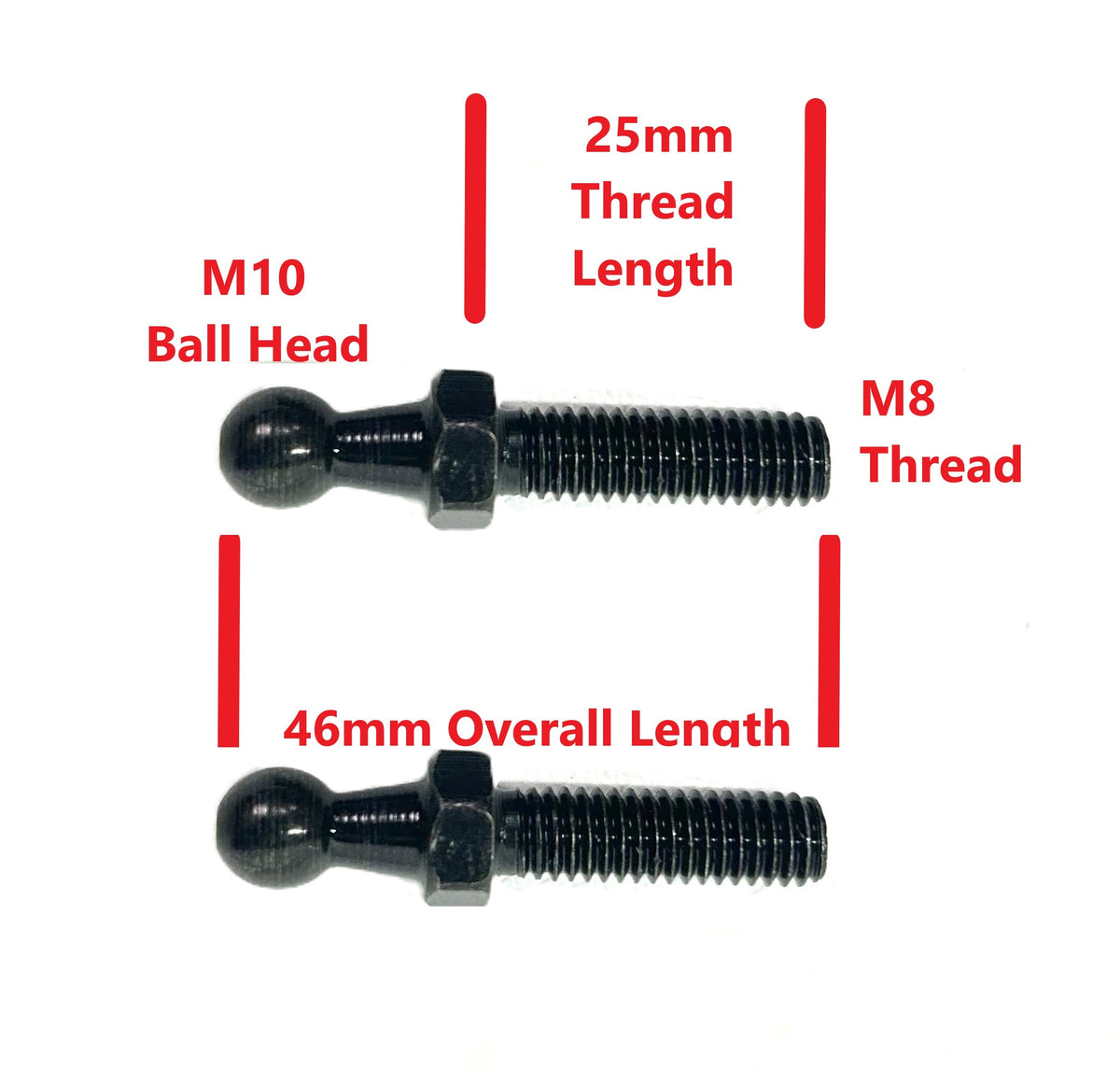 VU VY VZ VE VF Commodore Long M8 Threaded - M10 Ball Head * Gas Strut Bracket - Balls Mounts Ute Lid
