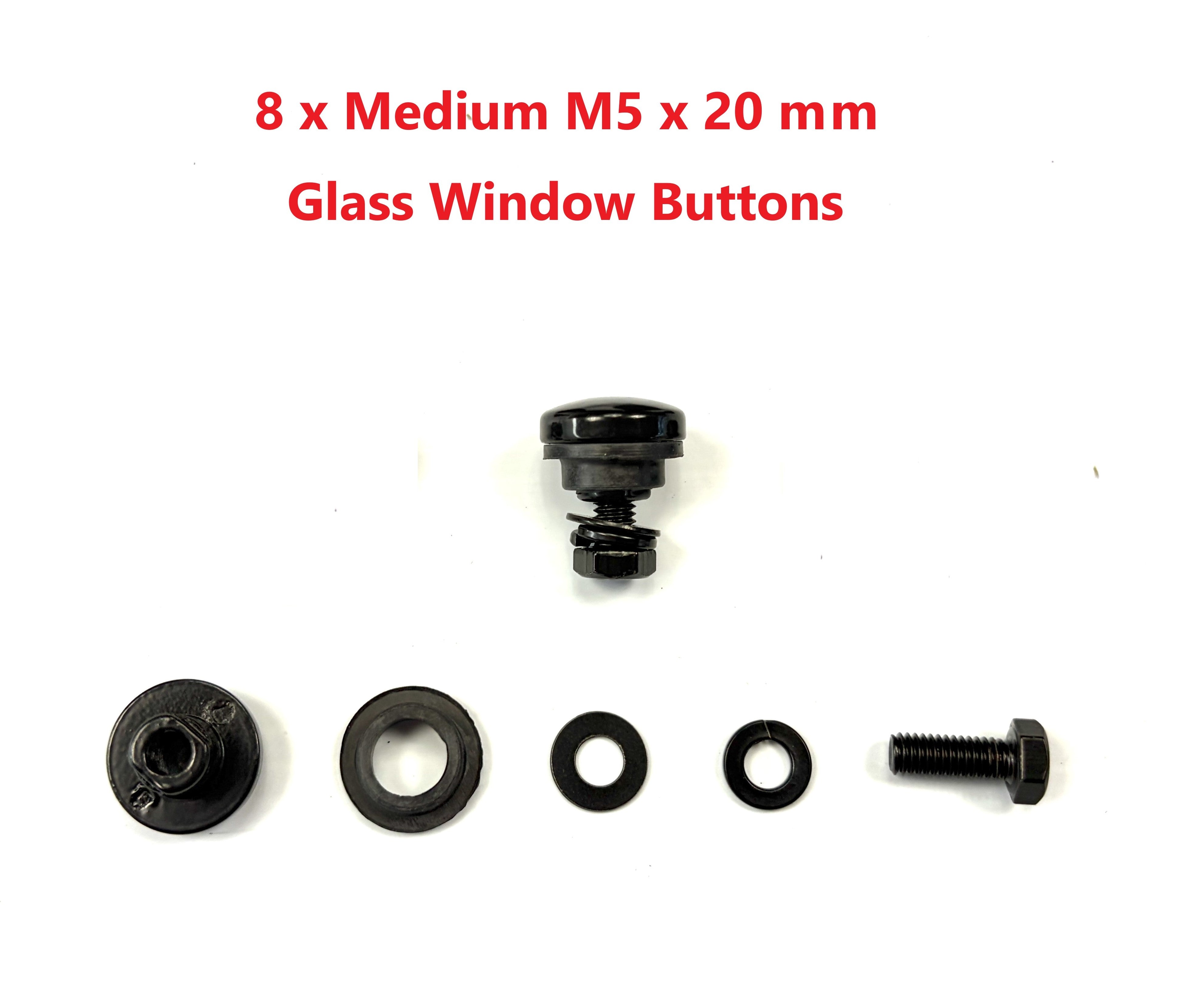 Aeroklas Canopy 8 x Medium M5 x 20mm Round Head Mounting Canopy Side Lift Up Window Black Bolts