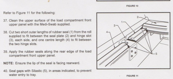 Cleanseal LARGE Front Foam Rubber Ute Lid Seal Between Hinges for Sealing Front EGR Lids with Shiny Black Plastic Underneath