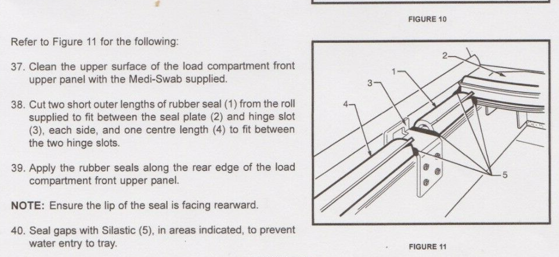 CREWMAN Ute Lid Female 4 Hole Hinge Slots & Seal for Carpeted Fibreglass Lids SET-B Hinges & Seal & Screws