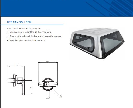 ARB 2 x Canopy D-Handle Round Side Lift Up Window Locks All Same key