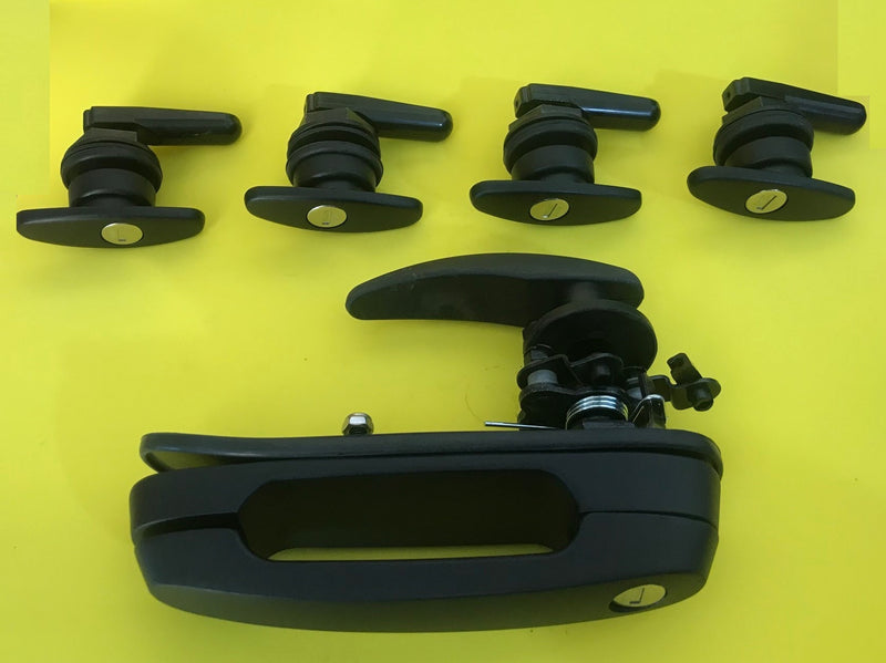 Canopy Rear Window T Handle & 4 Side Window Locks 30mm Hole Size All Same key