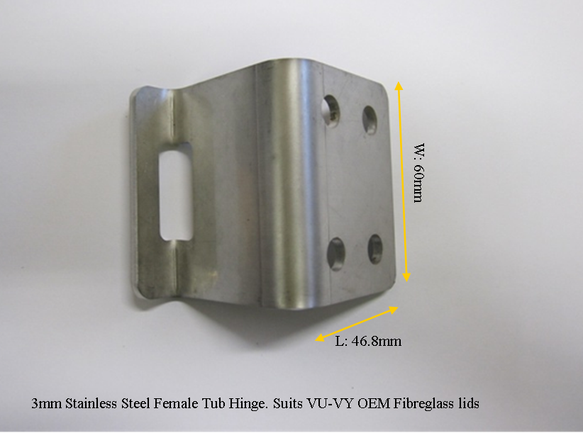 VU VY VZ Commodore Ute Lid Female 4 Hole Hinge Slots for Carpeted Fibreglass Lids SET-A Hinges & Screws