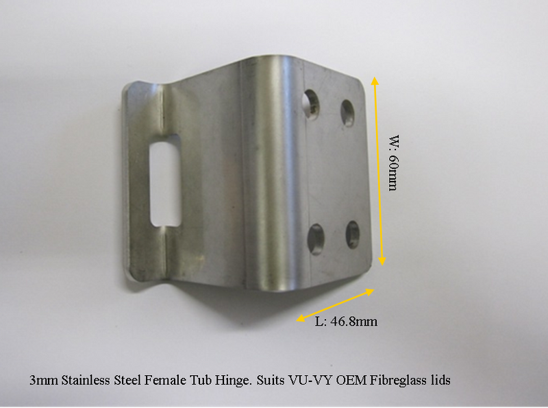 Commodore VU VY VZ Ute Lid Female 4 Hole Hinge Slots for Carpeted Fibreglass Lids SET-A Hinges & Screws