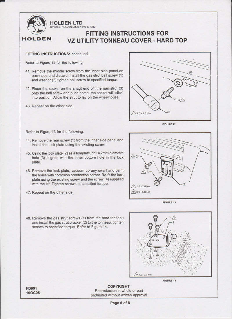 Commodore VU VY VZ VE VF Threaded Long Gas Strut Bracket - Balls Mounts Ute Lid